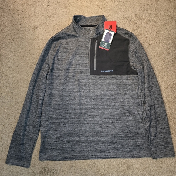 G.H. Bass Men's Quarter Zip Fleece Top Zippered Chest Pocket Size M Medium Gray - Picture 2 of 11